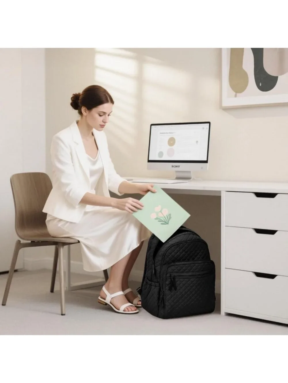 Stylish Waterproof Quilted Backpack for Women | Casual College Daypack for